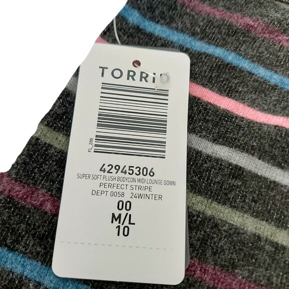 Super Soft by Torrid Slip Dress Womens M/L Gray Plush Bodycon Midi Lounge Gown - Picture 10 of 13